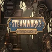Steamworks The Workshop slot logo by Peter & Sons at Kingmaker Casino