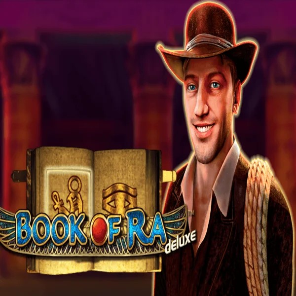 Book of Ra Deluxe online game logo by Novomatic on king-maker-casino.net