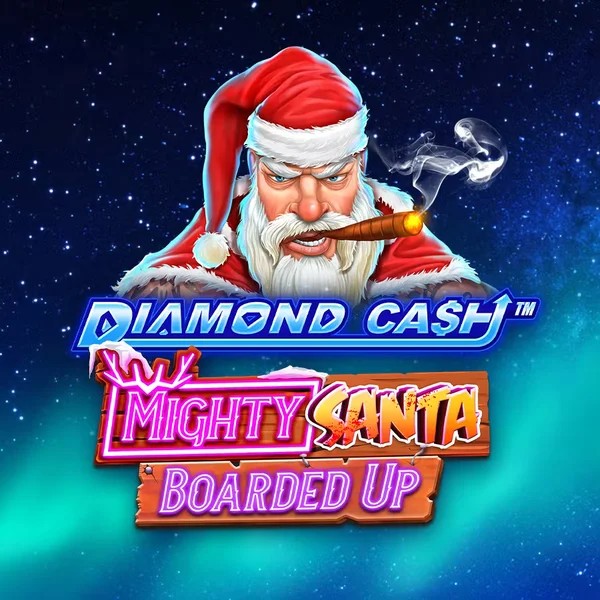 Official Slots logo: Diamond Cash Mighty Santa Boarded Up by Greentube at Kingmaker Casino