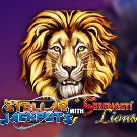 Official Jackpots logo: Stellar Jackpots with Serengeti Lions by Lightning Box Game at Kingmaker Casino